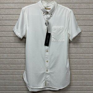 Nifty Genius White Short Sleeve Button-Down Shirt XS NWT Minimalist Casual